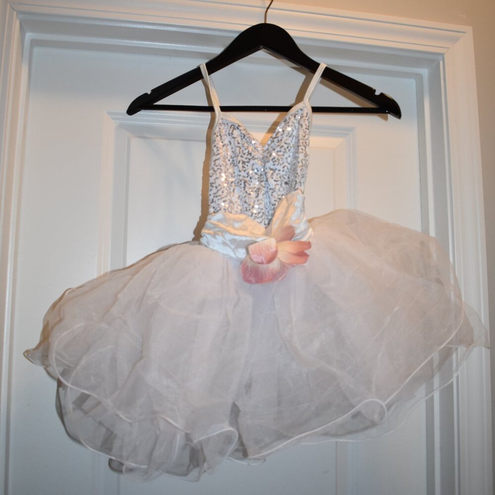 Curtain Call White and Silver Dance Costume Size CME